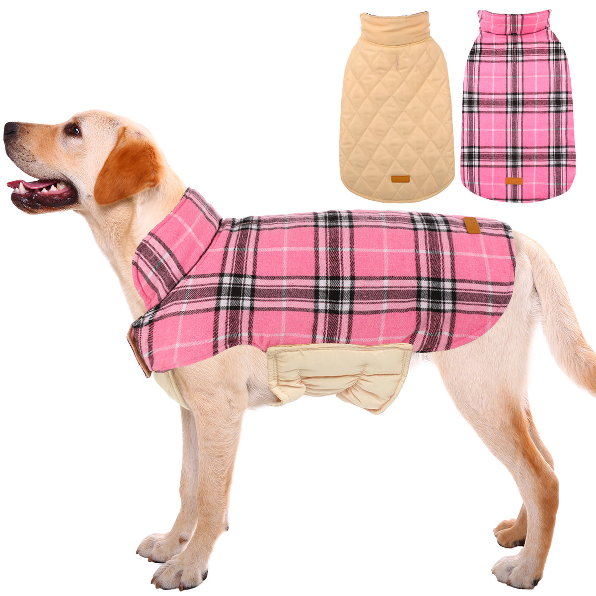 Kuoser Warm Dog Coat, Reversible Dog Jacket Waterproof Dog Winter