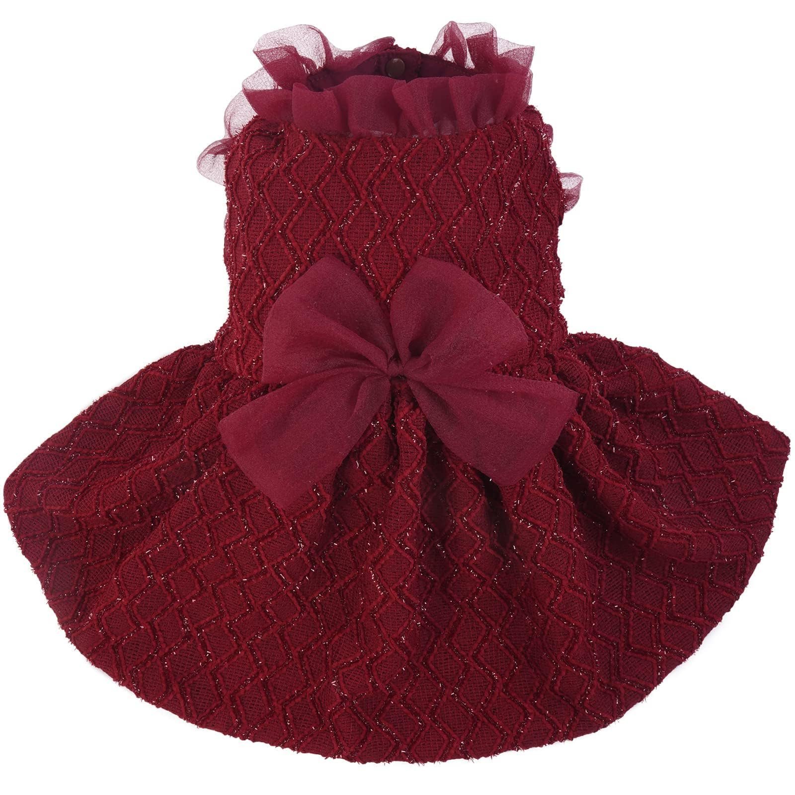 burgundy dog dress Burgundy Wine Embroidered Feather Dog Dress