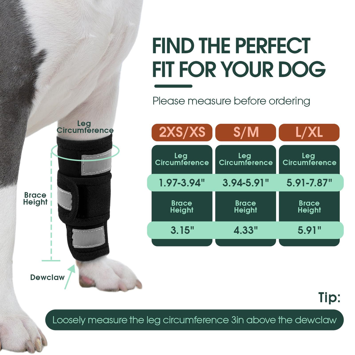 Dog Front Leg Brace, Adjustable Dog Elbow Protector Pads with Reflecti ...