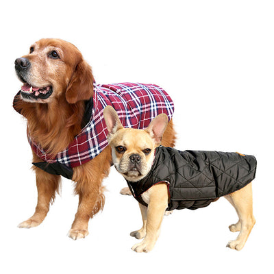 Plaid Reversible Dog Jacket for Winter
